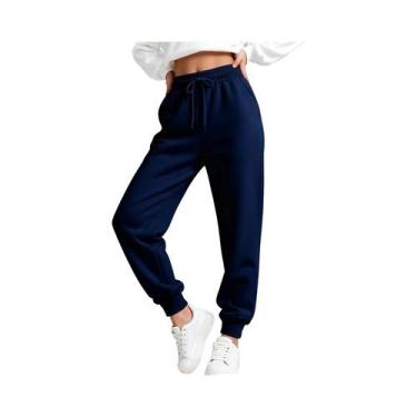 Imagem de Calças De Moletom Femininas Multicoloridas Com Cordão, Casuais, De Cor