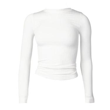 Imagem de Blusa Feminina Blue Rose Malha Canelada Gola Careca Branco, Branco, M