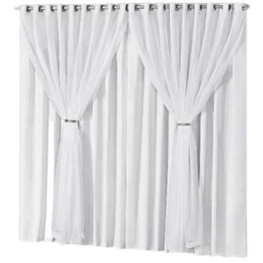 Imagem de Cortina oxford com voil 10,00x2,30 Para Trilho Suíço - Ludatex, Branco
