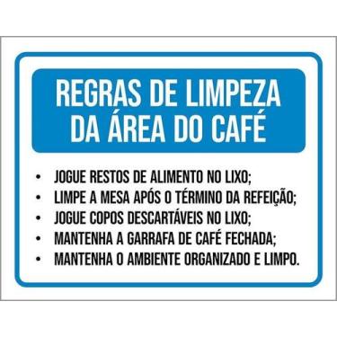 Imagem de Kit 10 Placa Acm Regras Limpeza Área Café 18X23 - Sinalizo