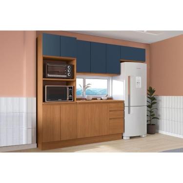 Imagem de Cozinha Completa Ciela 5 Peças (2aéreos+1balcão+1torrequente+1complemento) C5p116 Canela-azul Profundo - Kappesberg