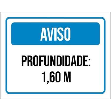 Imagem de Kit 10 Placa Acm Aviso Profundidade 1,60 Metros 18X23 - Sinalizo