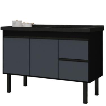 Imagem de Gabinete Preto E Cinza Para Cozinha Color Em Madeira Mdf De 1,14 Metros Para Pias De 1,20 Metros - 278 - Primatto
