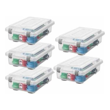Imagem de Kit 5 Organizador 2,3L Plástico Multiuso Empilhável Rígida Trava - San