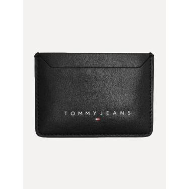 Imagem de Carteira Tommy Jeans Masculina Porta Cartão Couro Core Logo Preta-Masculino