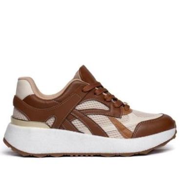 Imagem de Tênis Feminino Vizzano Sport Flatform Marrom/Off White-Feminino