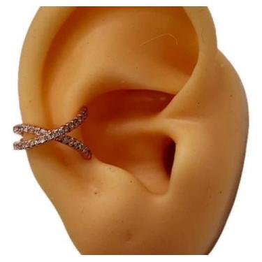 Imagem de Piercing Argola Falso Fake Dourado Pedra Zirconia - Rosê - De Castro J