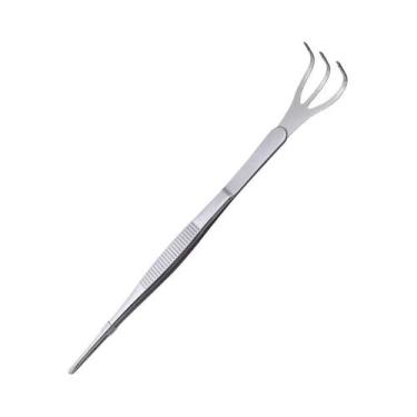 Imagem de Rastelo De Raízes E Pinça Para Bonsai Em Aço Inoxidável 2 Em 1 Com Cab
