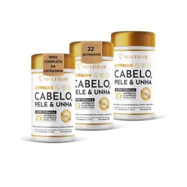Imagem de kit 3x Vitamina Cabelo, Pele e Unha 22 Nutrientes 180 Cápsulas - VITA 