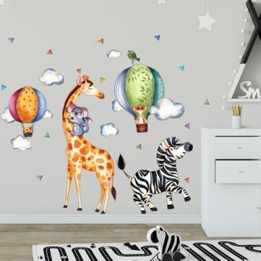 Imagem de Adesivo de parede Girafa e Zebra para quarto de crianças 45x50cm - tai