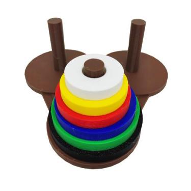 Imagem de Jogo Torre De Hanói 6 Discos Níveis Brinquedo Educativo - Pupa 3D