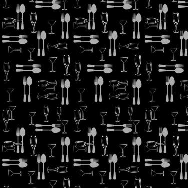 Imagem de Papel De Parede Preto E Taças E Talheres Cinza Autocolante