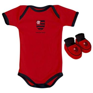 Imagem de Kit Body + Pantufa para Bebê do Flamengo 033a - Torcida Baby