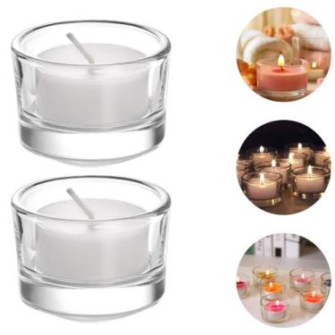 Imagem de 2 Castiçais De Vidro Redondo P/ Decoração Porta Vela 35ml - Freecom