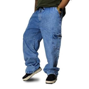 Imagem de Calça Jeans Trip Side Cargo Azul Lavado Pixo Bordado C046-Masculino
