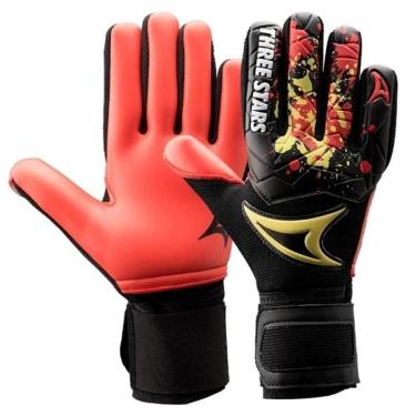 Imagem de Luva Goleiro Campo Three Stars Kick Preto e Amarelo-Unissex