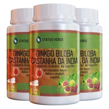 Imagem de 3 Potes Ginkgo Biloba com Castanha da Índia Kit 360 Caps - Suplemento 