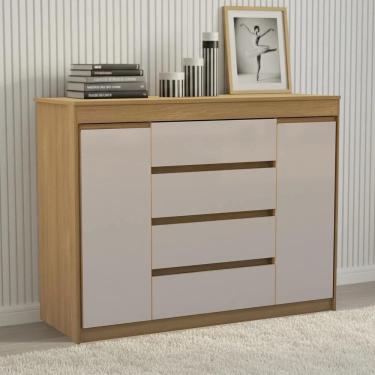 Imagem de Cômoda Quarto 123cm 4 Gavetas 2 Portas Samira Freijó/Mocca L01 - Mpozenato