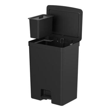 Imagem de Lixeira De Pedal Trium 46 Litros Com Cesto 4 Litros Bancada - OU, Pret