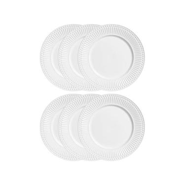 Imagem de Pratos Raso Roma Branco 6 Unidades Porto Brasil, Branco, 6 Peças