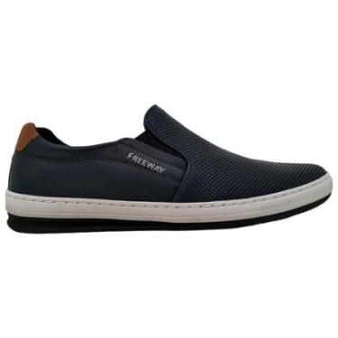 Imagem de Sapatênis Casual Masculino Freeway Imput Angel Calce Fácil Conforto Com Elástico Couro 3700 Marinho-Masculino