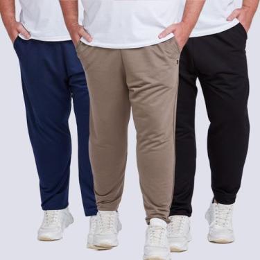 Imagem de Kit 3 Calça Moletinho Sem Punho Masculina Plus Size - Daze Modas, G4, 