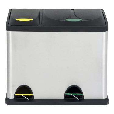 Imagem de Lixeira Dupla Cozinha 26l Cromada Inox 47x30x30cm Pedal