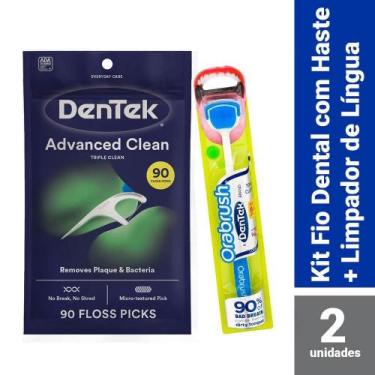 Imagem de Kit DenTek Escova de Língua Orabrush + Fio Dental Floss Picks Triple C