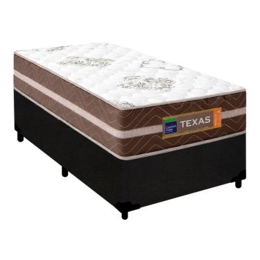 Imagem de Cama Box Solteiro Suede + Colchão Molas Ensacadas Texas Prime Colchões 88cm - Suporta A...
