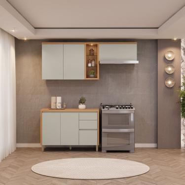 Imagem de Cozinha Modulada Compacta Allure Linea Brasil 3 Peças A02m1 Jequitiba/gris Fosco