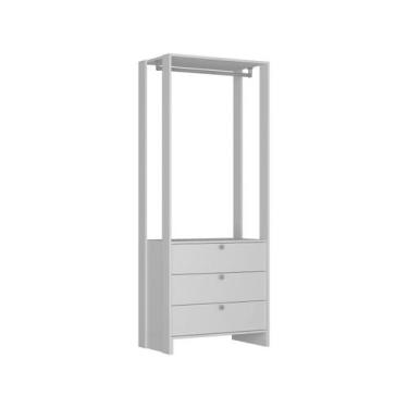 Imagem de Closet com 1 cabideiro e 3 Gavetas EY102 Linha Yes Emovell, Branco