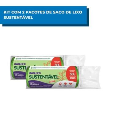 Imagem de Kit 2 Sacos Para Lixo Sustentável 50 Litros com 30 sacos - Baglixo