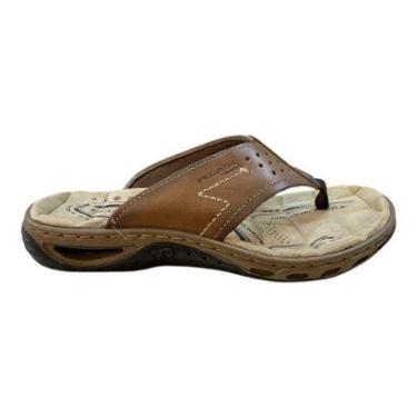 Imagem de Chinelo Masculino Pegada Conforto Em Couro Tiras Dedo 13166301 Caramelo-Masculino