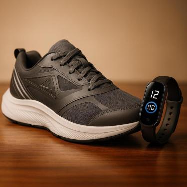 Imagem de Tênis Esportivo Leve Masculino Aderência ao Solo Com Relógio Digital Esportivo Á Prova D Água-Masculino