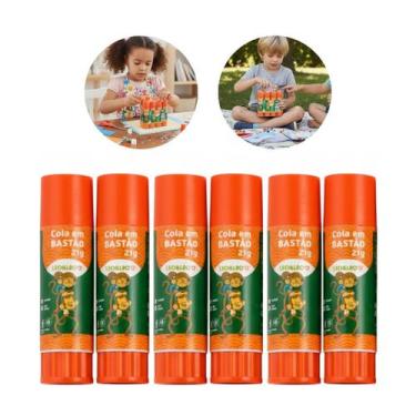 Imagem de Cola Em Bastão 21g Leo & Leo Kit Com 6 Unidades Escolar - Cola Bastão 