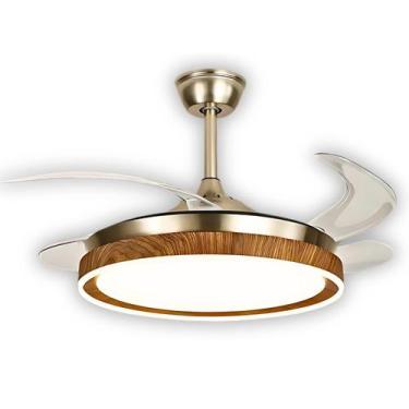 Imagem de Ventilador de Teto Retrátil Ébano Dourado Madeira 78W LED Multicolor S
