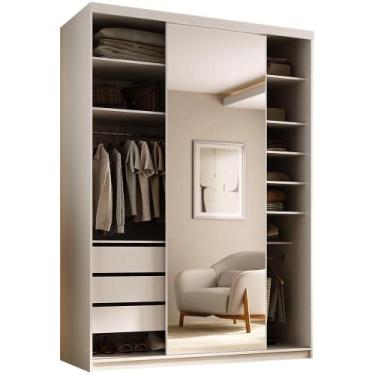 Imagem de Closet Solteiro 1 Porta de Correr Com Espelho 3 Gavetas 139cm MDF Sonn