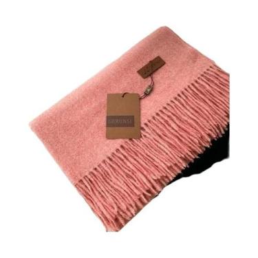 Imagem de Cachecol Feminino Grosso E Quente De Caxemira 2024 Inverno Cor Sólida 