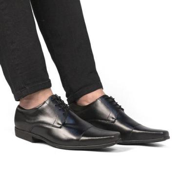 Imagem de Sapato Social Casual Masculino Bico Quadrado Oxford 1010 - CWB, Preto,