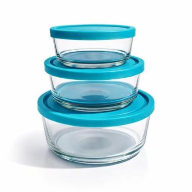 Imagem de Kit 3 Potes Refratário de Vidro com Tampa Redondo Alimentos - Kaveh