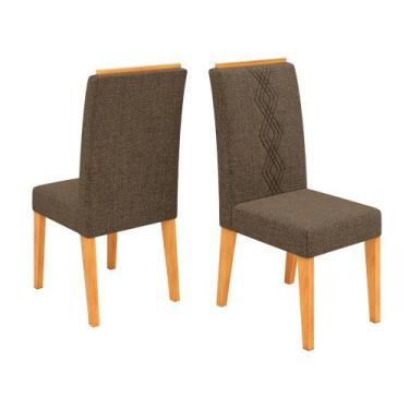 Imagem de Conjunto de 2 Cadeiras Estofada Sala de Jantar Tati - DJ, Cedro/Marrom