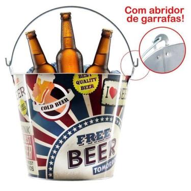 Imagem de Balde De Gelo Para Cerveja Estampado Em Metal Galvanizado 4,8 Litros -