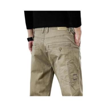 Imagem de Calças Cargo Masculinas Retrô De Algodão Cor Sólida Estilo Coreano Ret
