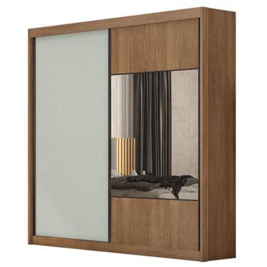Imagem de Guarda Roupa Casal Sienna 2 Portas 8 Gavetas Cumaru 25 Fendi com Espelho - Novo Horizonte