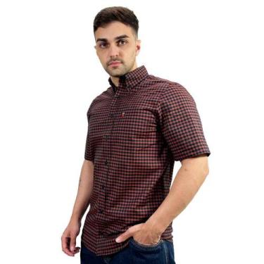 Imagem de Camisa Xadrez Manga Curta Os Vaqueiros Elegancia Country, Bordô, PP