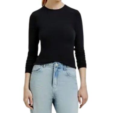 Imagem de Blusa Feminina Hering ML Slim Preta - 02QY N1007S, P, Preto