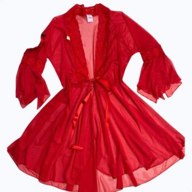 Imagem de Robe Roupão Feminino Hobby Inverno Lingerie Sensual Cetim Romance Tend