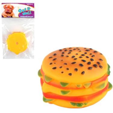 Imagem de Brinquedo para cachorro hamburguer pequeno de pvc com som 8cm de ø - W