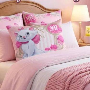 Imagem de Fronha 70x50 cm Infantil Personalizada Capa de Travesseiro Gata Marie 