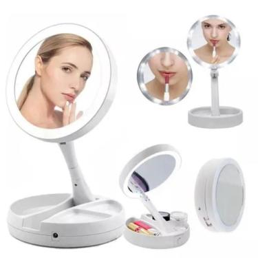 Imagem de Espelho De Mesa Maquiagem C/ Luz Led Rotacao 360 Camarim - FOLDAWAY